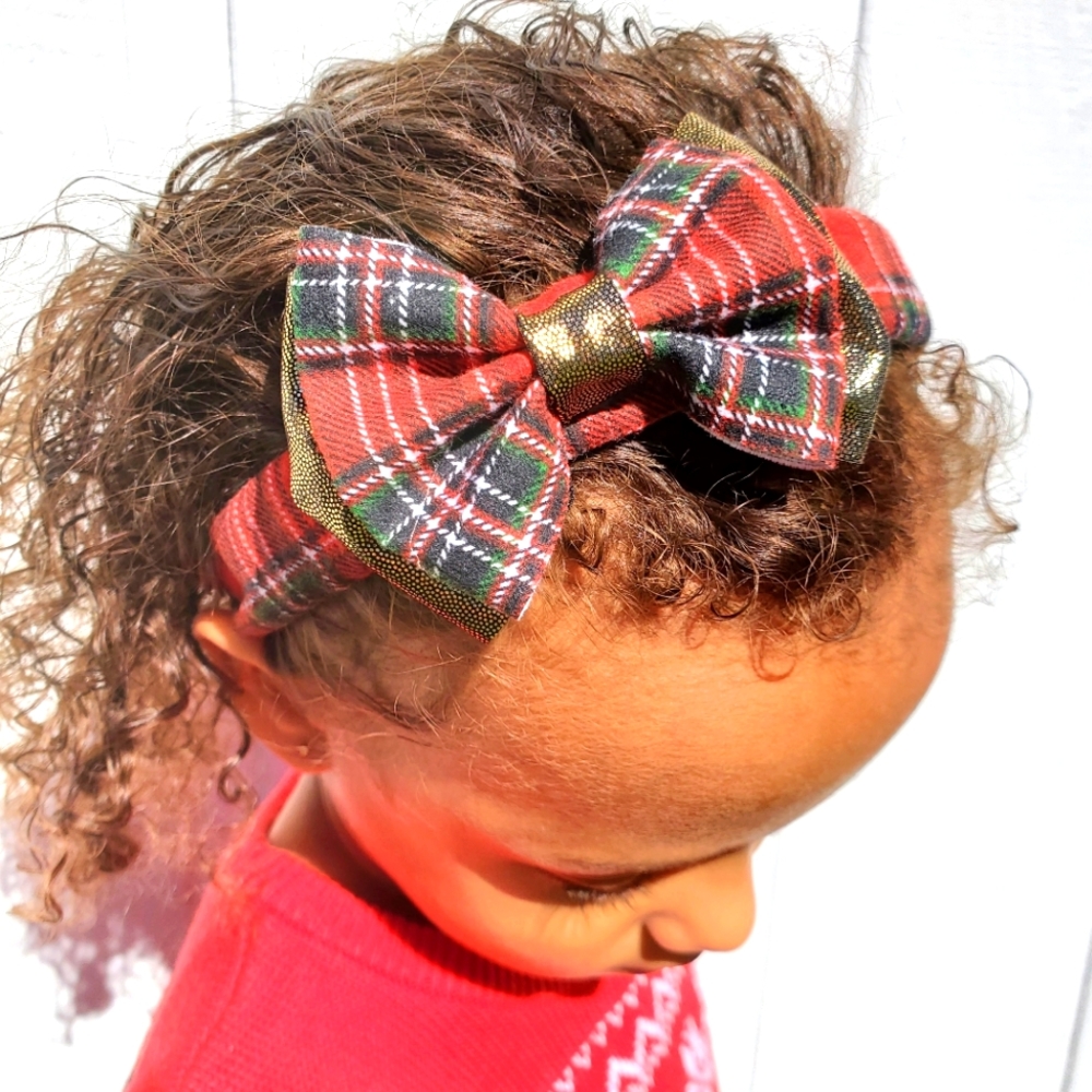 Red Plaid Bow Headband
